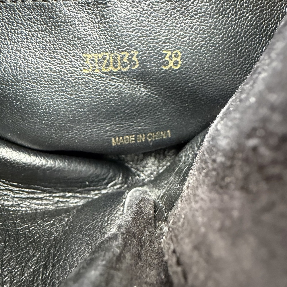 Prada Women's Black Suede Wedge Boots Size 38 (US 7.5-8) Buckle Strap Lug Sole - Picture 10 of 12